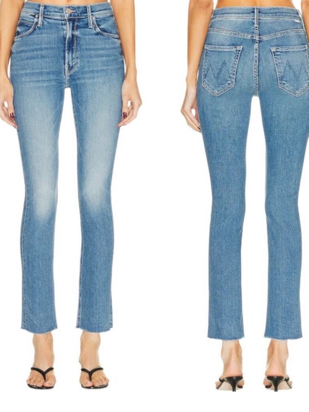 Mother Mid Rise Dazzler Ankle Fray Jeans Size 28 In Riding the Cliffside Wash